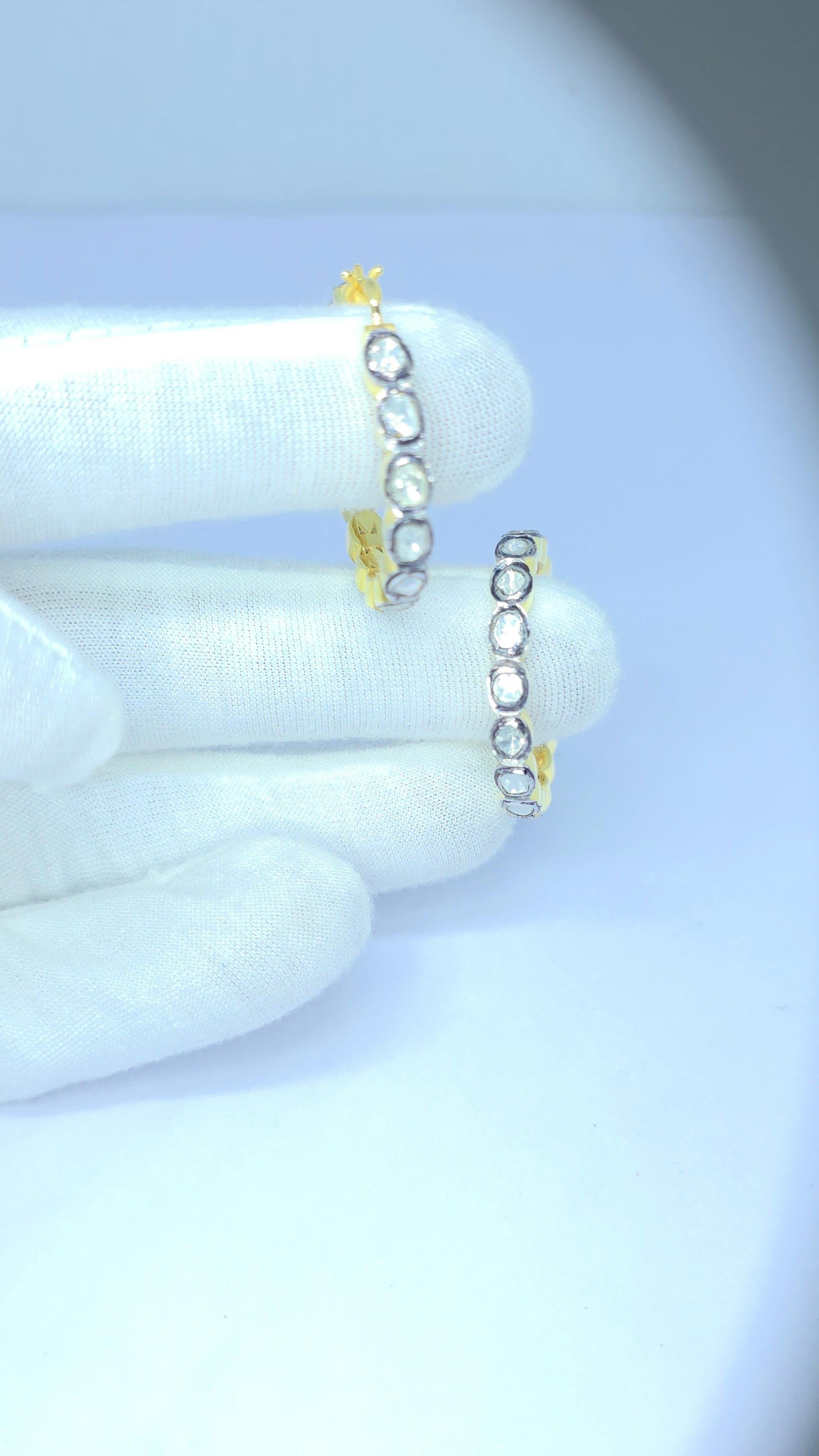 Orecchini antichi con diamanti Polki Orecchini vittoriani con diamanti Nature in vendita 3
