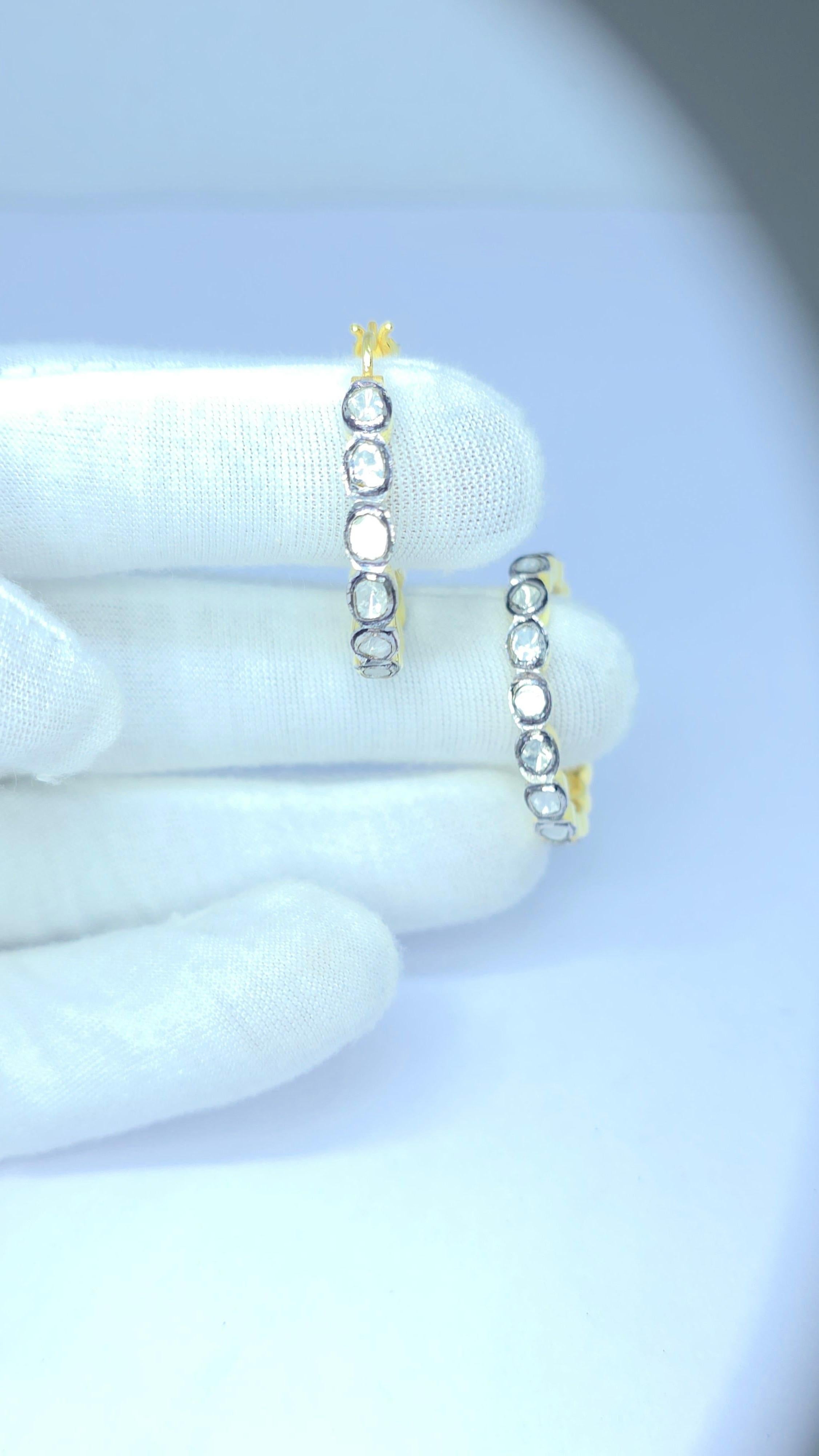 Orecchini antichi con diamanti Polki Orecchini vittoriani con diamanti Nature in vendita 2