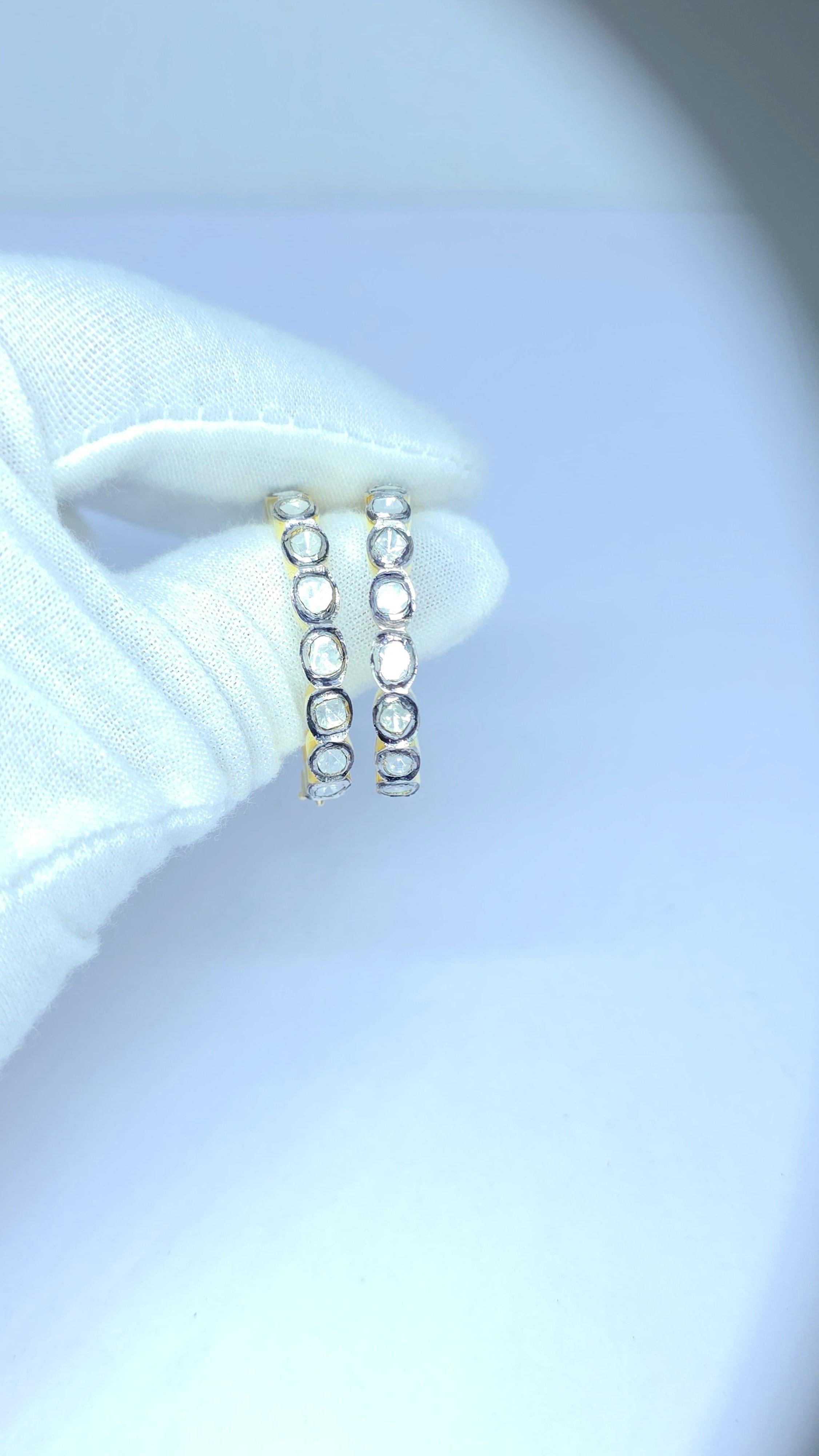 Orecchini antichi con diamanti Polki Orecchini vittoriani con diamanti Nature in vendita 1