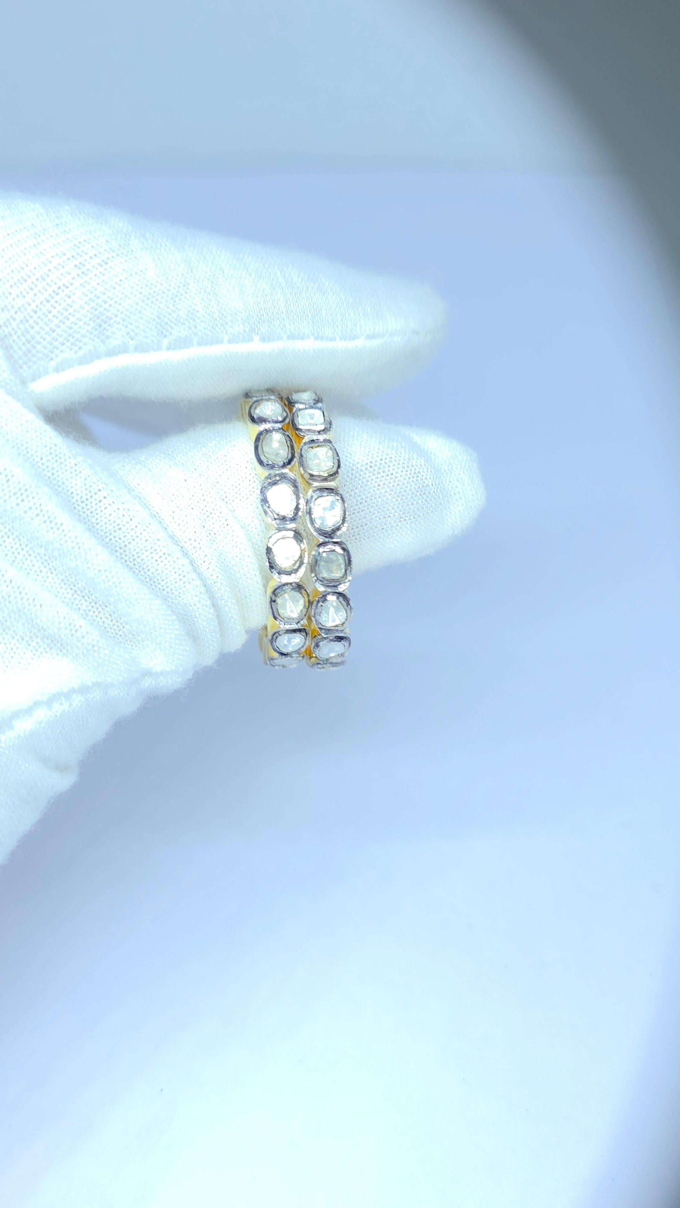 Donna Orecchini antichi con diamanti Polki Orecchini vittoriani con diamanti Nature in vendita