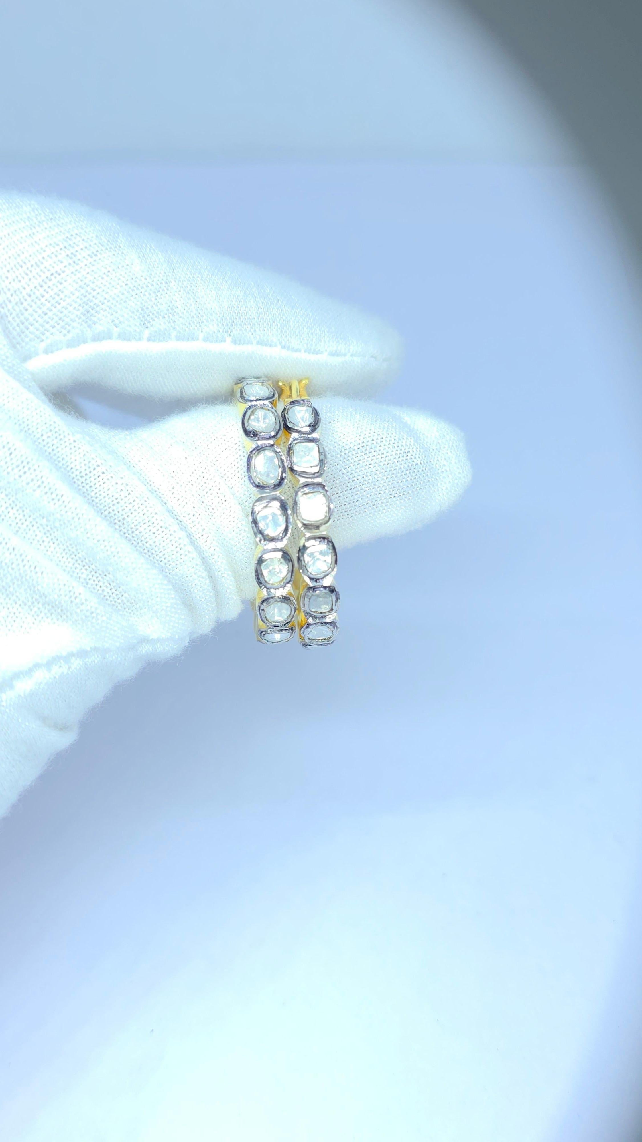 Orecchini antichi con diamanti Polki Orecchini vittoriani con diamanti Nature In condizioni Nuovo in vendita a Chicago, IL
