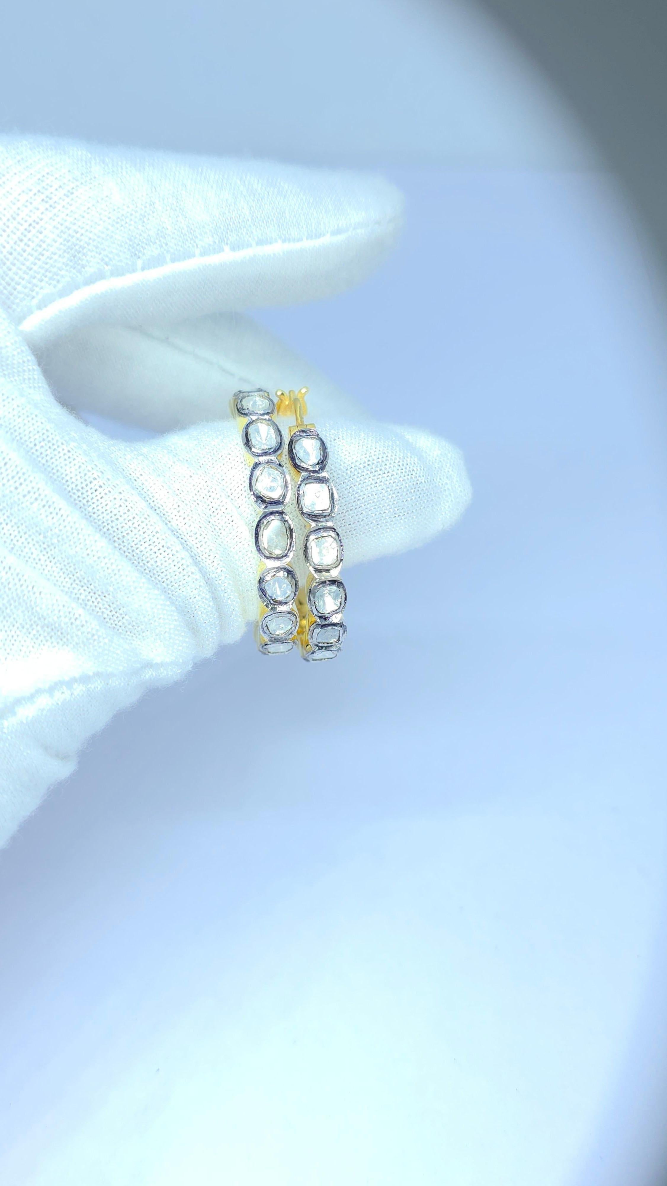 Taglio vecchia miniera Orecchini antichi con diamanti Polki Orecchini vittoriani con diamanti Nature in vendita
