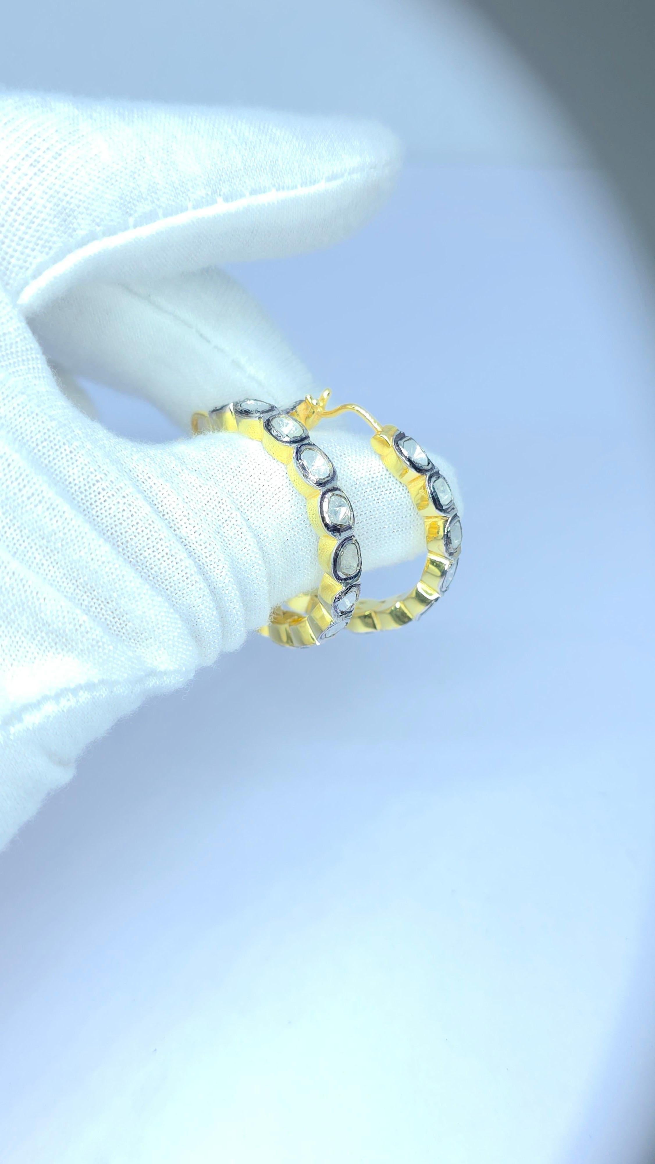Art Déco Orecchini antichi con diamanti Polki Orecchini vittoriani con diamanti Nature in vendita