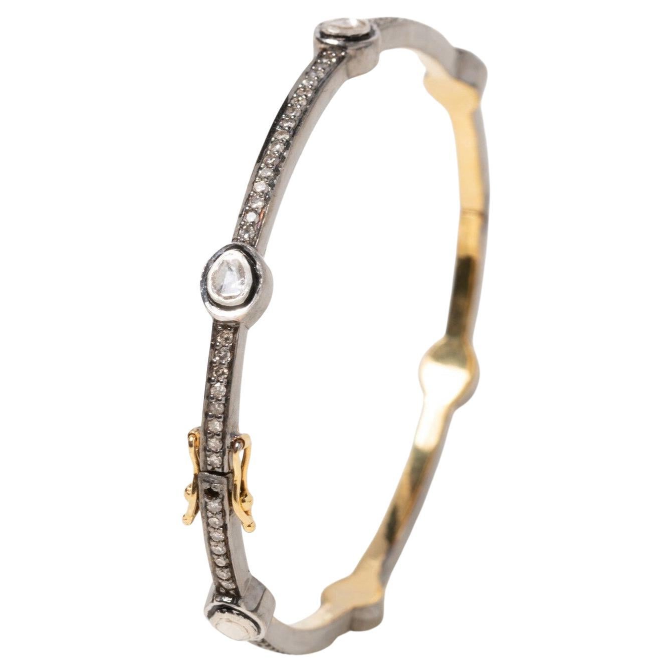 Antique Polki Diamond bangle  Bracelet Natural Diamond Victorian Bracelet