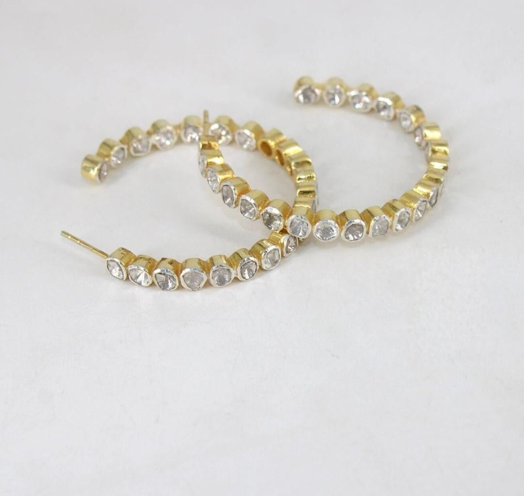 Paire de boucles d'oreilles victoriennes anciennes Polki Diamond Earring Natural Diamond