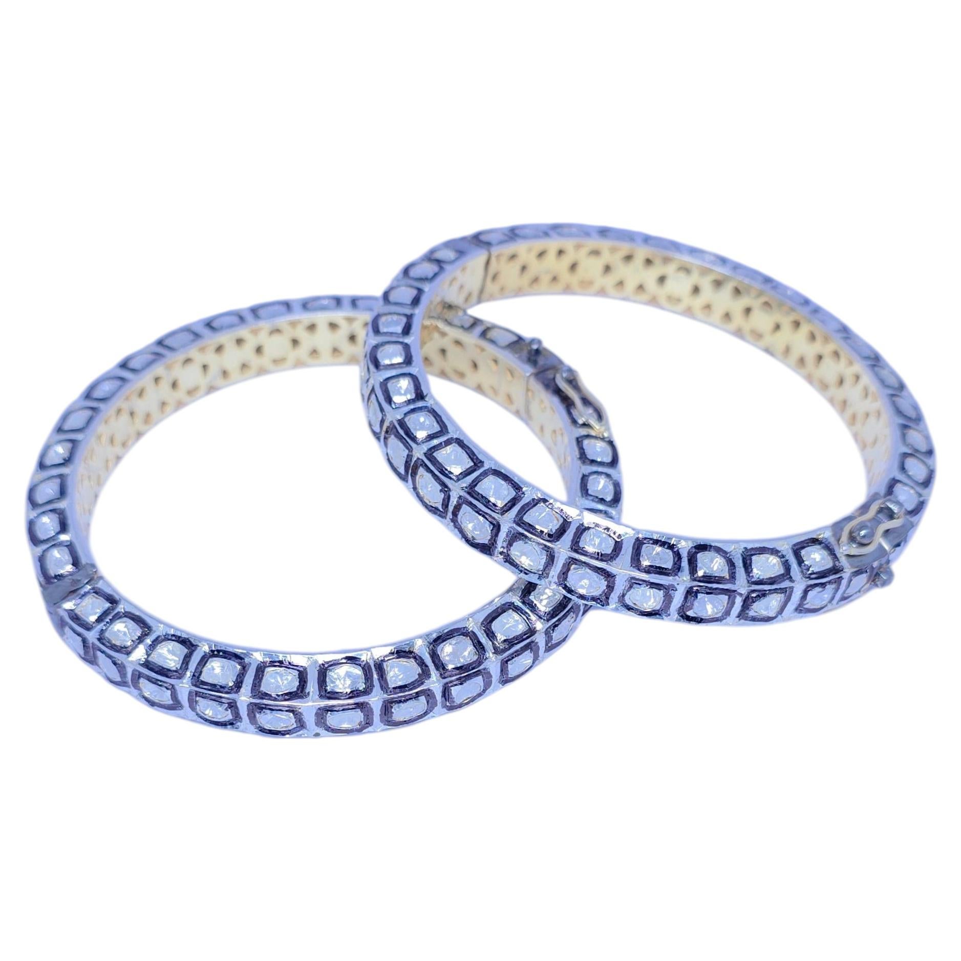 Antique Polki Diamond bangle  Bracelet Natural Diamond Victorian Bracelet For Sale