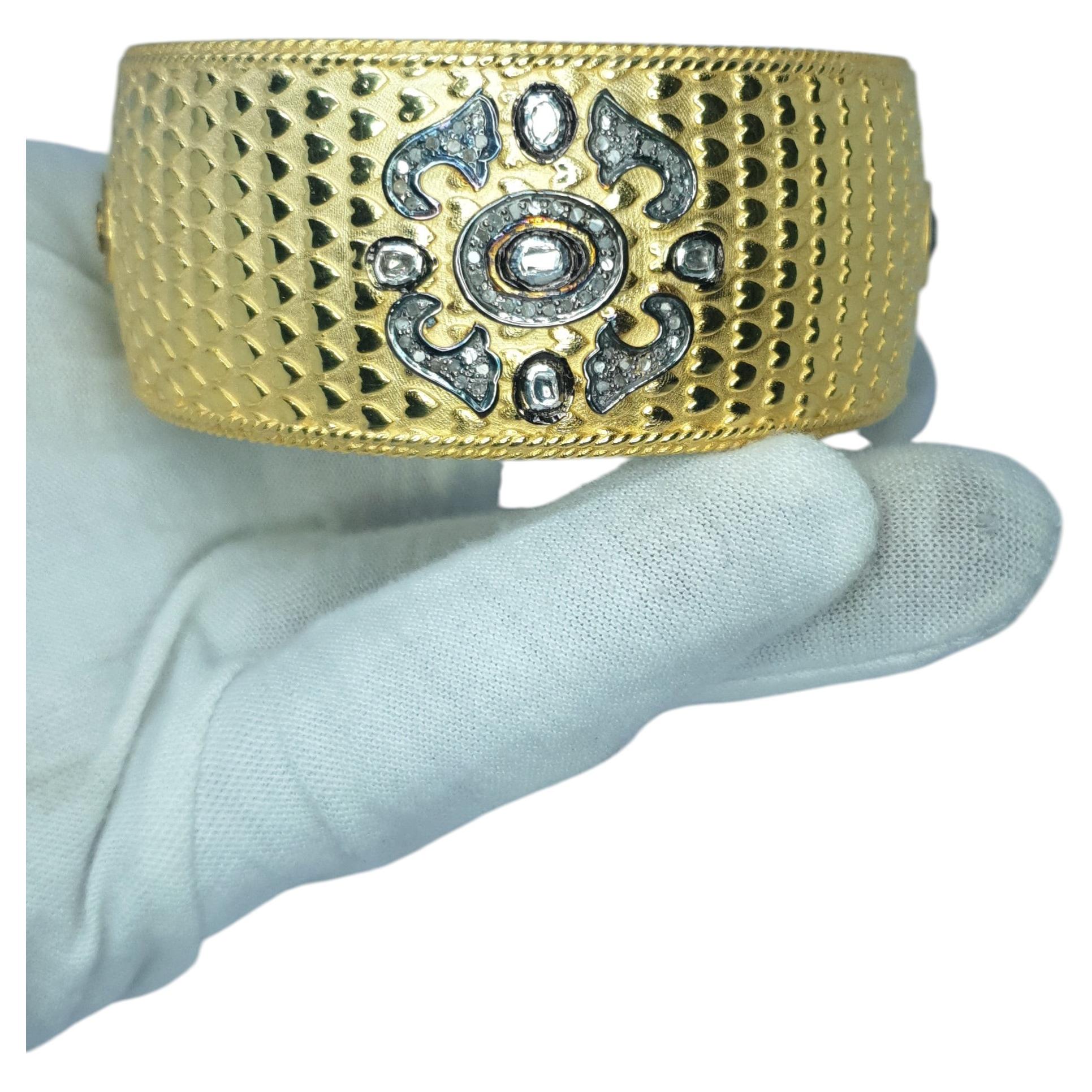 Antique Polki Diamond bangle  Bracelet Natural Diamond Victorian Bracelet For Sale