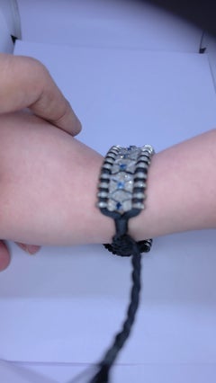 Victorian Pave Diamond and blue sapphire thraded Bracelet