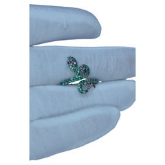 Pave Diamond snake ring with Natural emerald Natural ruby Victorian ring
