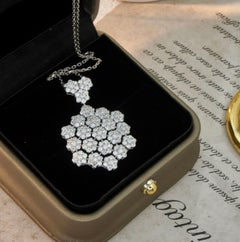 Natural Pave Diamond Necklace For Women 925 Sterling Silver Honey Comb Design.