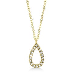 925 Sterling Silver Pear Shaped Pendant Natural Pave Diamond Necklace For Women.