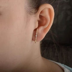 Natural Pave Diamond Earrings For Her 14k Solid Gold Ear Cuff Beautiful Gift.