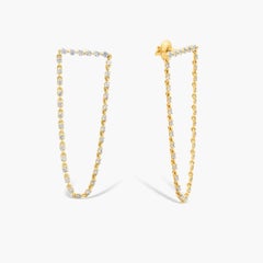 925 Sterling Silver Drop Earrings For Her Natural Pave Diamond Earrings Gift.