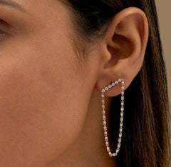 925 Sterling Silver Drop Earrings For Her Natural Pave Diamond Earrings Gift.