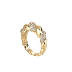 Bague torsadée en argent sterling 925, cadeau pour femme : bague sertie de diamants naturels en pavé.