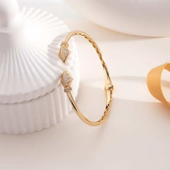 925 Sterling Silver Bangle Bracelet For Women Natural Pave Diamond Bracelet.