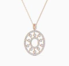 Natural Pave Diamond Necklace 925 Sterling Silver Circle Shaped Pendant For Her.