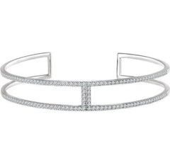 Natural Pave Diamond Bangle Bracelet For Women 925 Sterling Silver Bracelet.