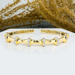 Bracciale con diamanti pavé naturali in argento sterling 925 – Bellissimo bracciale rigido – Regalo