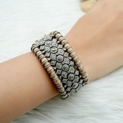 Victorian Pave Diamond Threaded hand made Bracelet