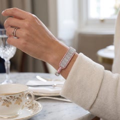 Hand-Woven Diamond Cuff Bracelet by NST, Sterling Silver Clasp, New