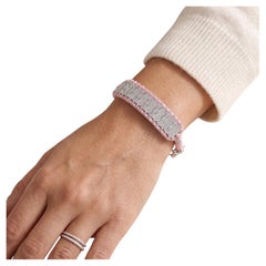 Hand-Woven Diamond Cuff Bracelet by NST, Sterling Silver Clasp, New