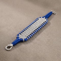 Pave Diamond Threaded Bracelet With Sterling Silver Clasp Hand Woven Bracelet.