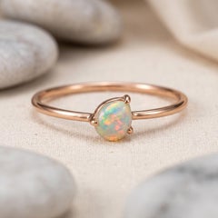 925 Sterling Silver Ring For Women Pear Shape Opal Anniversary Ring Gift For Her