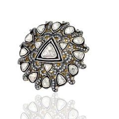 Natural Pave Diamond And Polki Ring 925 Sterling Silver Beautiful Ring For Women