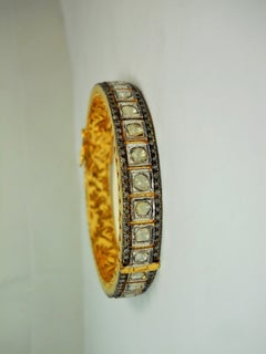 Natural Diamond polki Antique Bracelet 925 Sterling Silver Victorian Bracelet.