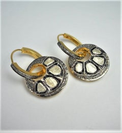 925 Sterling Silver Dangle Earrings For Women Natural Diamond Polki Earrings.