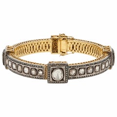 Natural Diamond Polki Bangle Bracelet 925 Sterling Silver Victorian Bracelet.