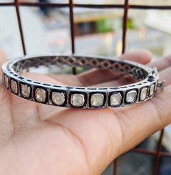 925 Sterling Silver Victorian Bracelet For Her Natural Diamond Polki Bracelet.