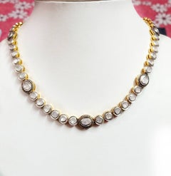 925 Sterling Silver Polki Necklace Natural Diamond And Polki Victorian Necklace