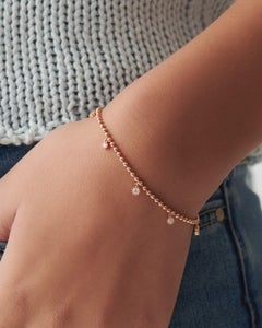 14k Solid Gold Chain Bracelet Natural Pave Diamond Dangling Bracelet For Women
