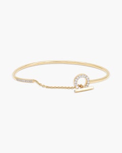 Natural Pave Diamond Circle Tangled Bracelet 14k Solod Gold Chain Bracelet.