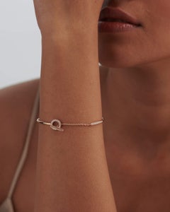 Natural Pave Diamond Circle Tangled Bracelet 14k Solod Gold Chain Bracelet.