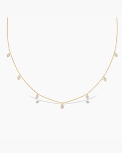 Natural Pave Diamond Dangling Necklace In 14k Solid Gold Beautiful Gift For Her