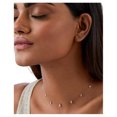 Natural Pave Diamond Dangling Necklace In 14k Solid Gold Beautiful Gift For Her