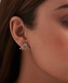 14k Solid Gold Earrings For Women Natural Pave Diamond Wrap Earrings For Her.