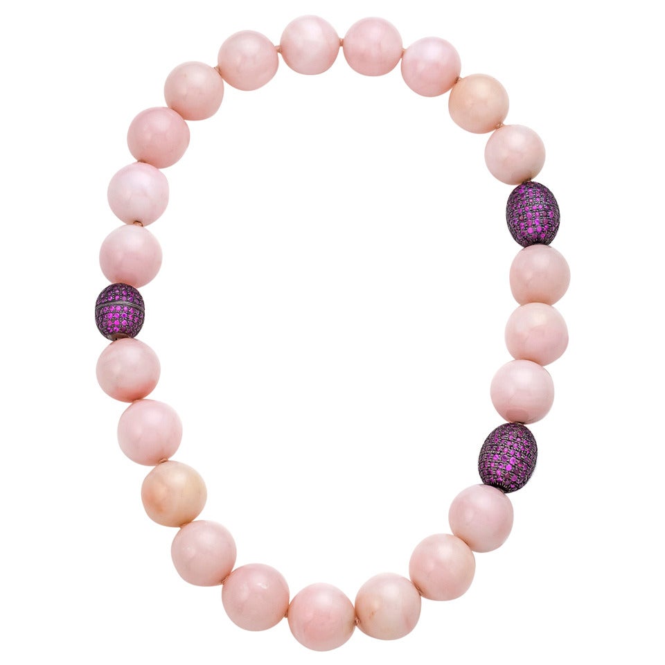 Pink Opal Bead Necklace