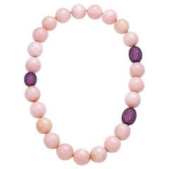 Pink Opal Bead Necklace