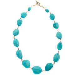 Natural Sleeping Beauty Turquoise Bead Necklace