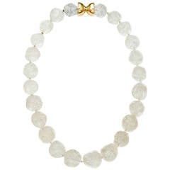 Natural Unpolished Textured Rock Crystal Bead Necklace