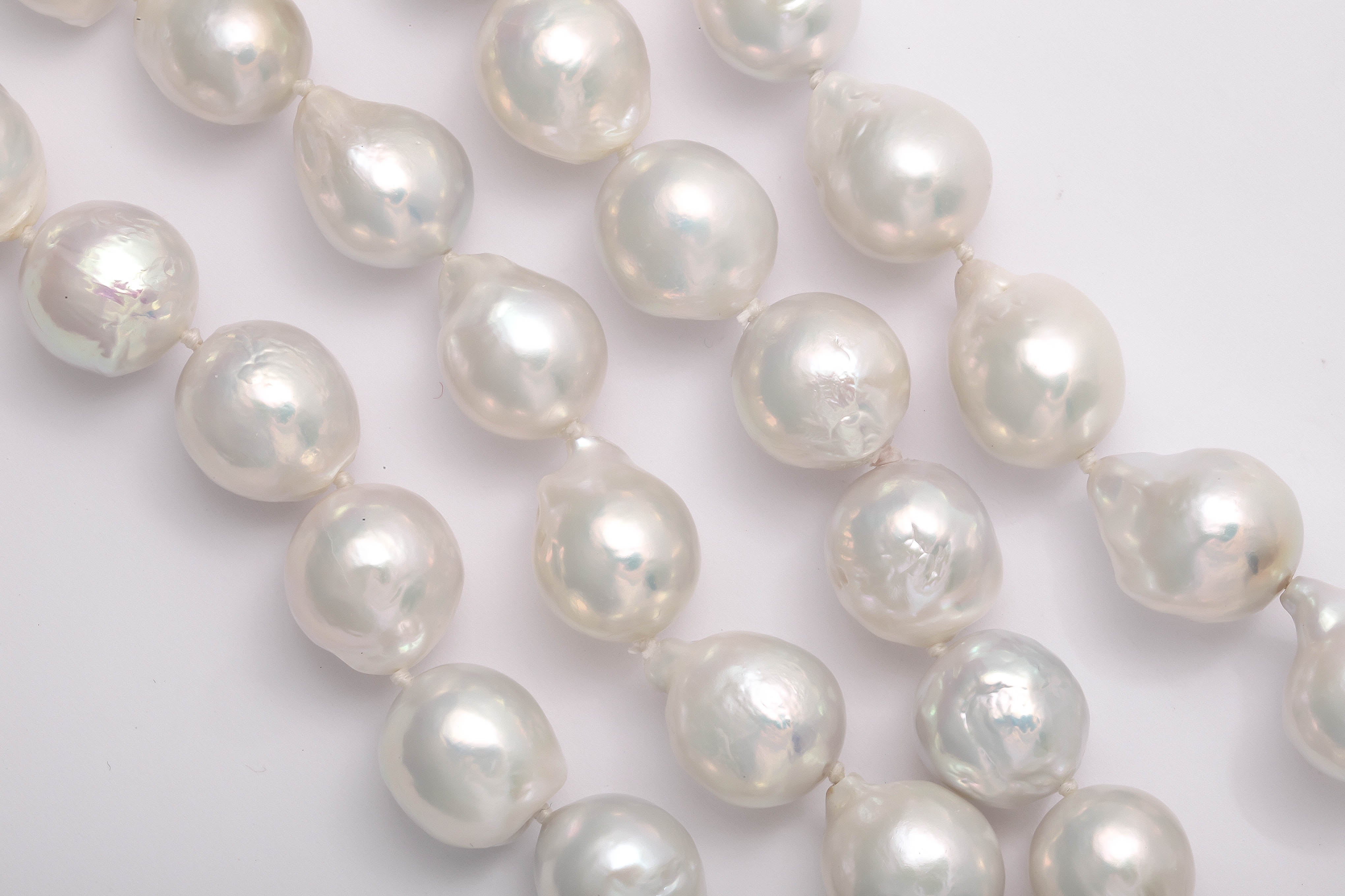 Two Strands of White Freshwater Baroque Pearls In New Condition For Sale In New York, NY