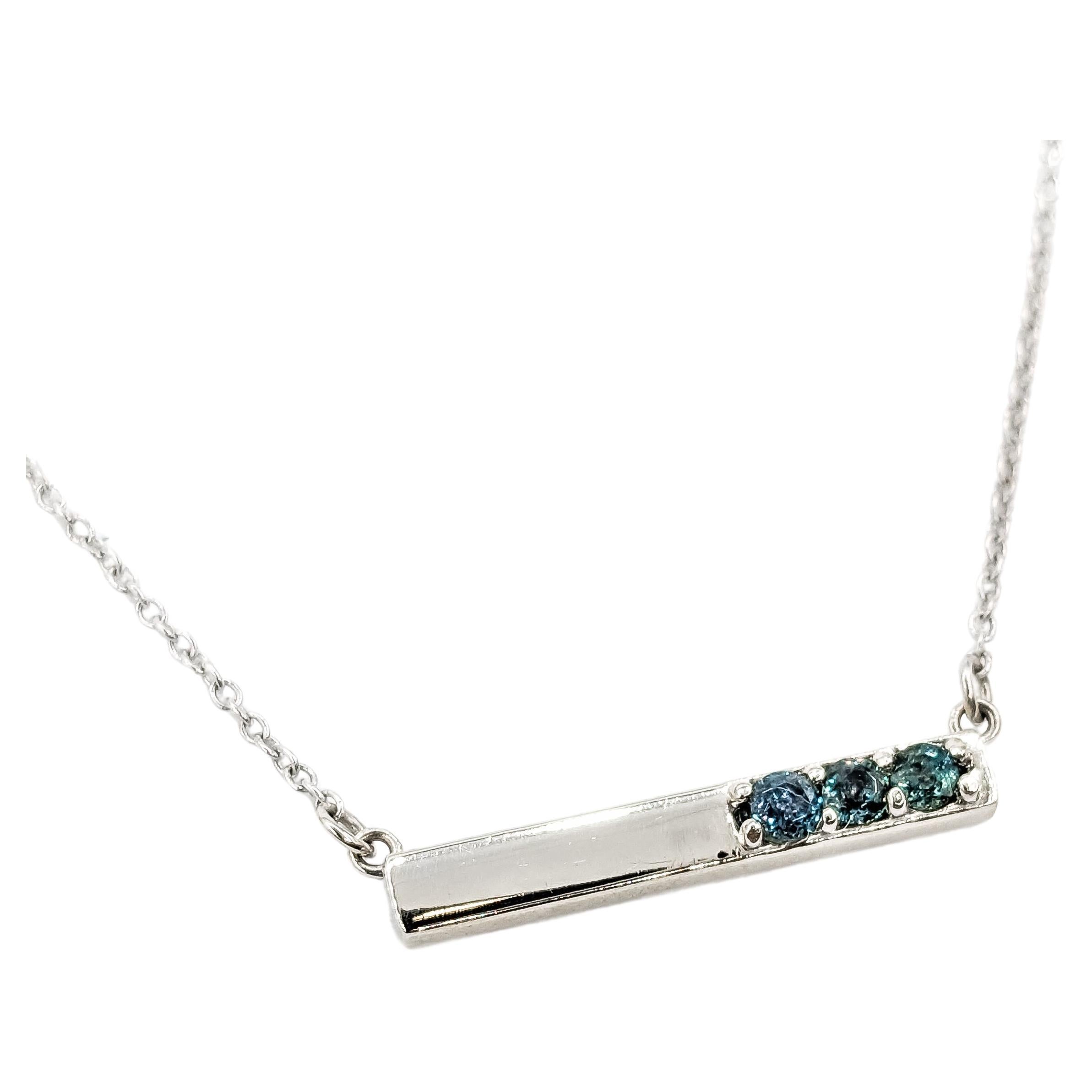 3-Stone Natural Alexandrite Necklace In White Gold For Sale