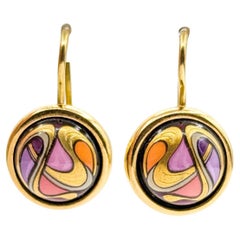 Boucles d'oreilles en émail Freywille doré