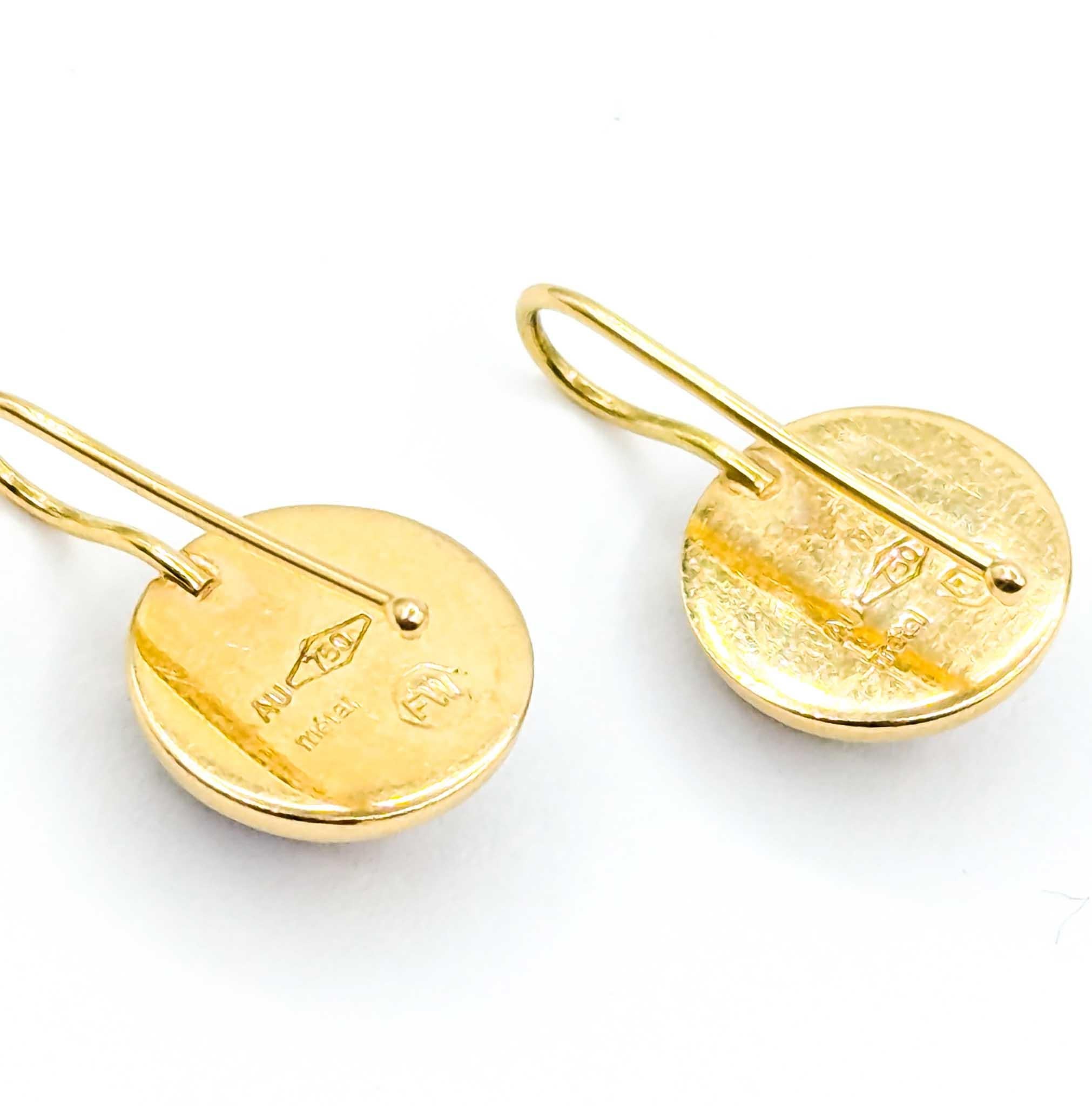 Boucles d'oreilles en émail Freywille doré en vente 3