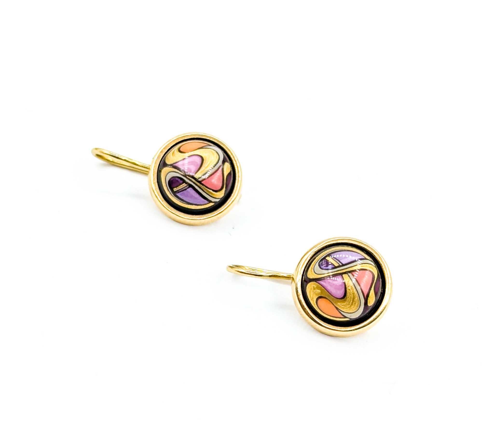 Boucles d'oreilles en émail Freywille doré Excellent état - En vente à Bloomington, MN
