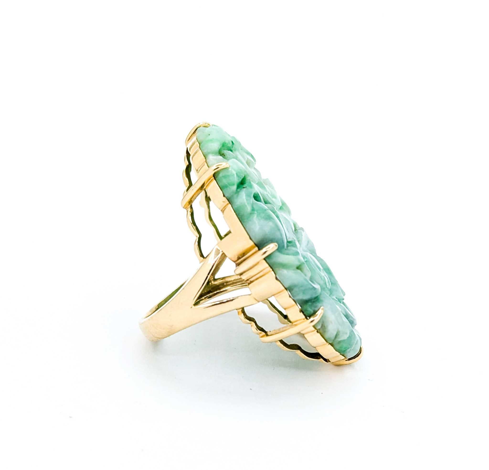 Squisito anello di giada e oro 14k in vendita 1